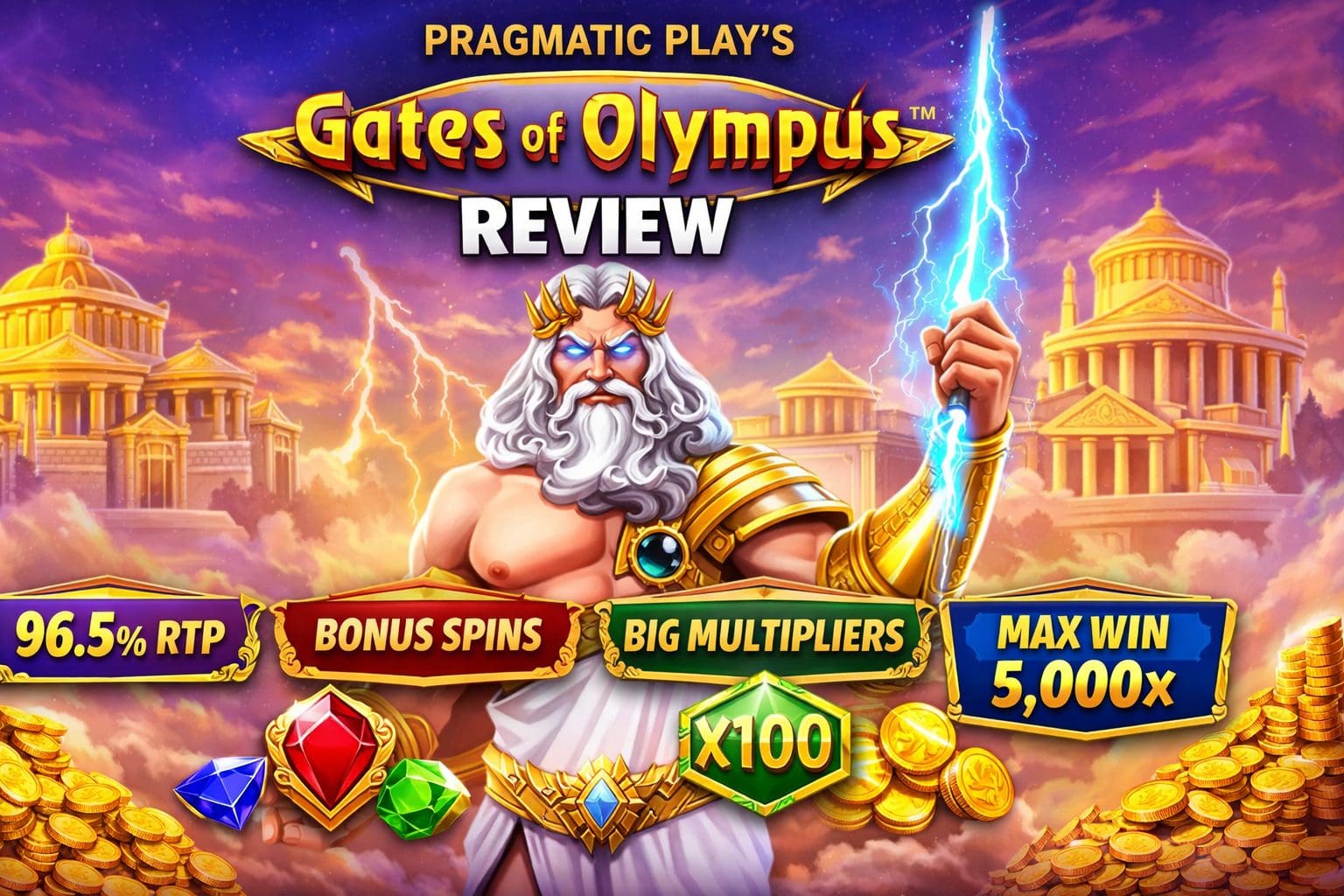 Gates of Olympus Slot Game Interface with RTP and Bonus Features
